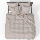 Handgefertigtes luxuriöses Premium gestreiftes Satin Baumwoll Bettwäsche Set | Mushroom