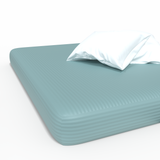 Handgefertigtes luxuriöses Premium gestreifter Satin Baumwoll Spannbettlaken | Aquifer