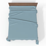 Handgefertigtes luxuriöses Premium gestreifter Satin Baumwoll Bettlaken | Stone Blue