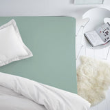 Handgefertigtes luxuriöses Premium Satin Baumwoll Spannbettlaken | Blue Surf