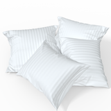 Handmade Luxurious Premium Striped Satin Cotton Pillowcase | White