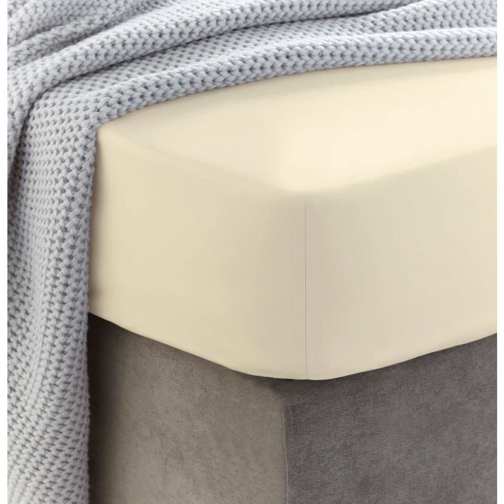 Sewn cotton fitted sheet with elastic | Egret - Cotton fitted sheet with